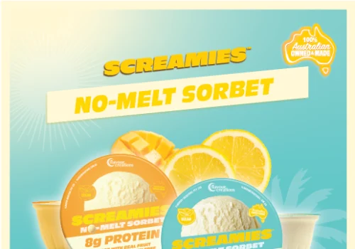 SCREAMIES No-Melt Sorbet Product Flyer - Mango & Lemon